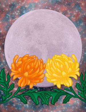 Prints-November Chrysanthemum Full Moon