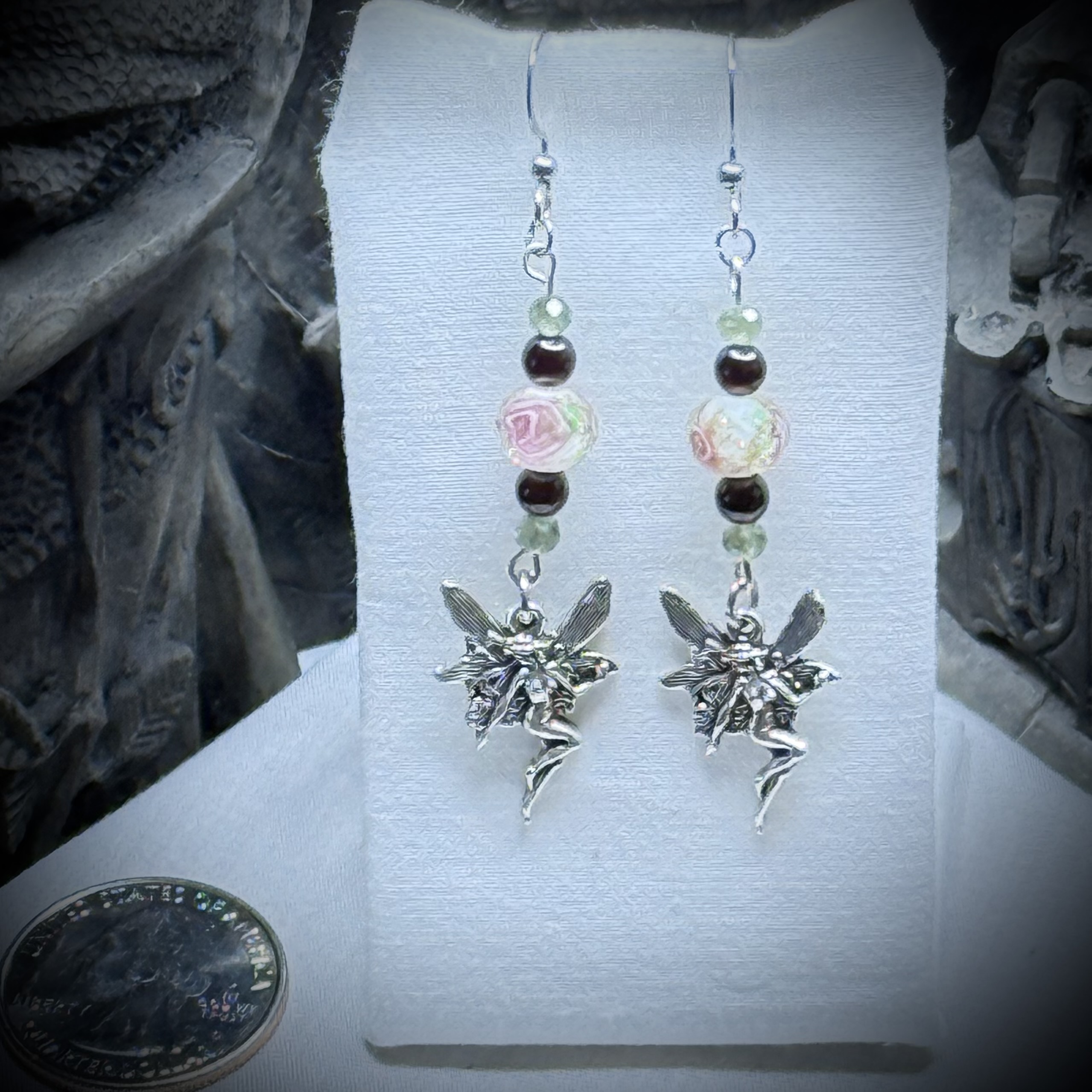 Genuine Gemstones - Faeries - In the Garden - Garnet & Green Tourmaline