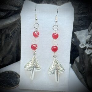 Genuine Gemstones - Faerie Forest - Mushies - Red Jade & Rose Quartz