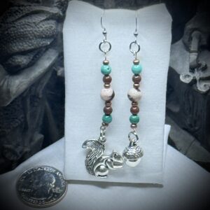 Genuine Gemstones - Faerie Friends - Squirrel and Acorn - Malachite, Jasper & Brown Rhodonite