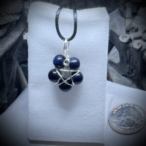 Genuine Gemstones - Pendant - Pentacle - Blue Goldstone