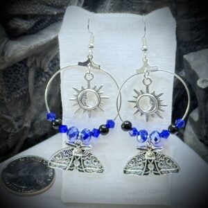 Earrings - Luna Moth Hoops - Celestial Blues