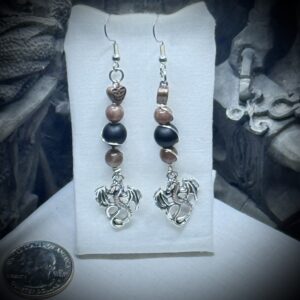 Genuine Gemstones - Earrings - Dragons Horde - Mocha Moonstone & Black Onyx