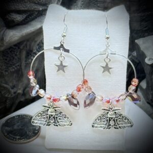 Earrings - Luna Moth Hoops - Embers & Starlight