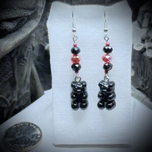 Earrings - Gothy Bears - Black Cherry