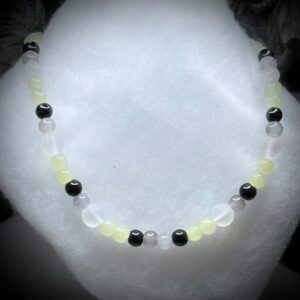 Necklace - Agender - Black, Grey & White Center